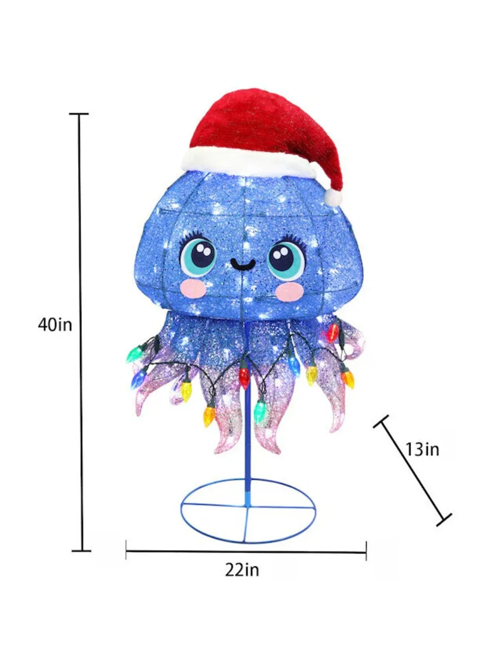 RARE 3.33 FT Twinkling Jellyfish Christmas LED Yard Ornament Coastal Fish HTF